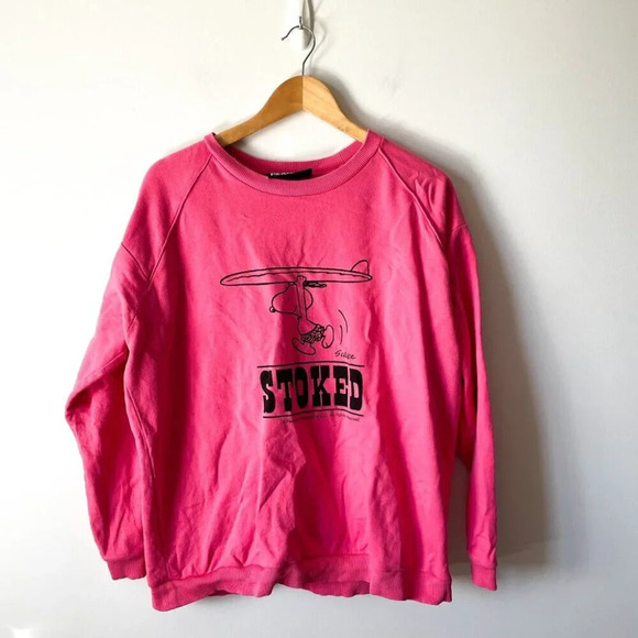 Native Youth Peanuts Snoopy Surfer Relaxed Sweatshirt Sweater Pink Size Small - Picture 3 of 7